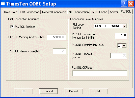 PL/SQL connection attributes