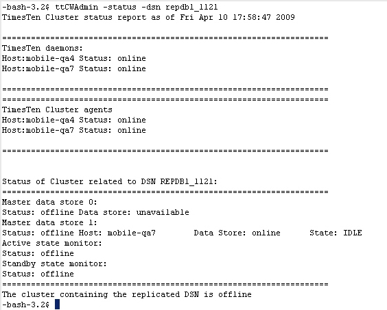 ttCWAdmin -status after stop