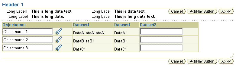 Action/Navigation Buttons and Contextual Information
