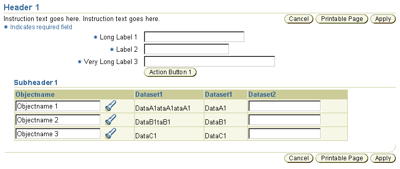 Action/Navigation buttons, Instruction Text and Key Notation