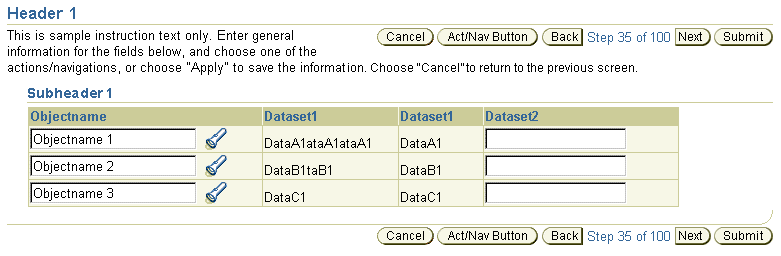 Action/Navigation Buttons (Next/Back/Cancel/Submit) and Wrapped Instruction Text