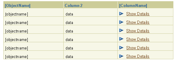Example of Hide/Show in a Table Cell - All Cells Hidden
