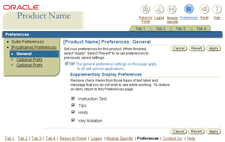 Global Page - Application General Preferences sample