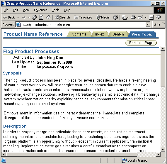 Image of Oracle Help for the Web