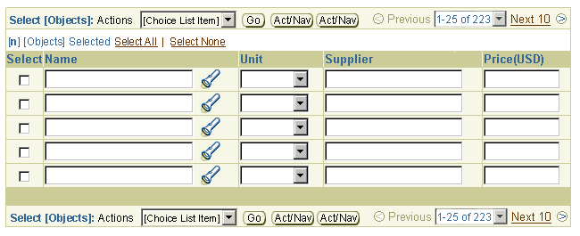 Example of Updateable Table with Control Bar and Record Navigation