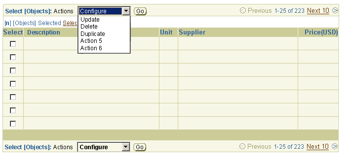 Control Bar with Actions/Navigations in Choice List