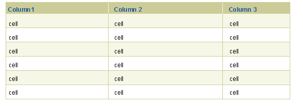 table with horizontal bands with vertical grid