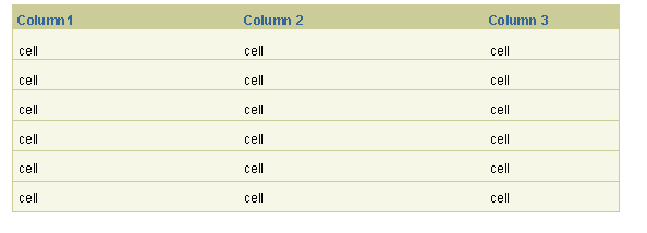 table with horizontal grid only
