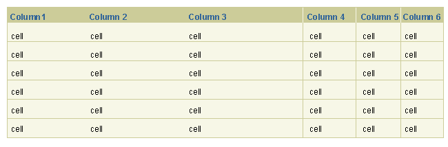 table with horizontal grid with partial vertical grid