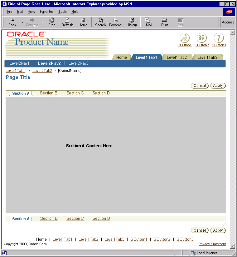 SubTabs: First Section Selected