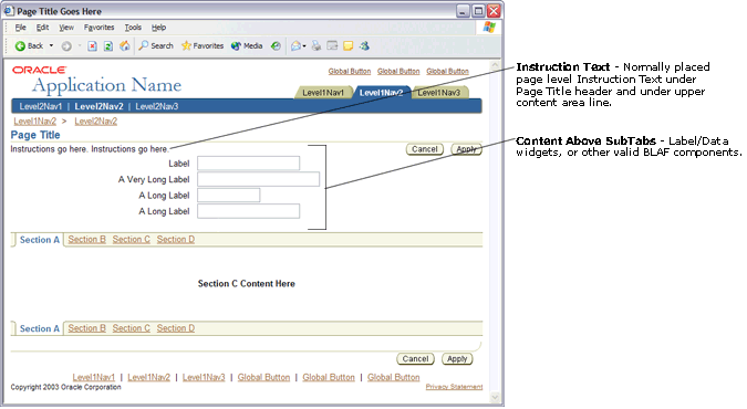 BLAF components outside the SubTab component