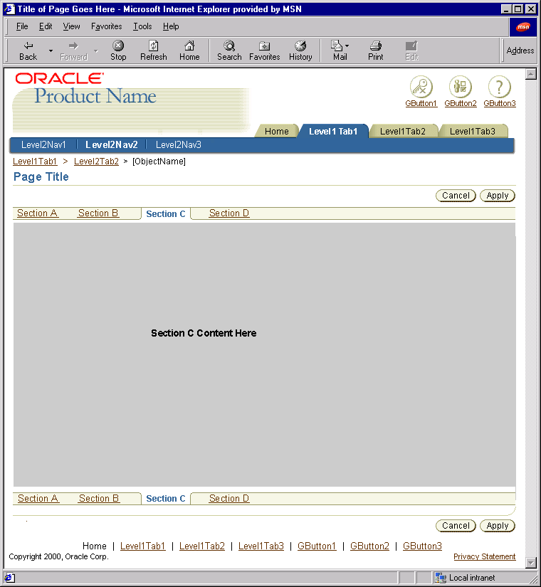 Middle SubTab Section Selected